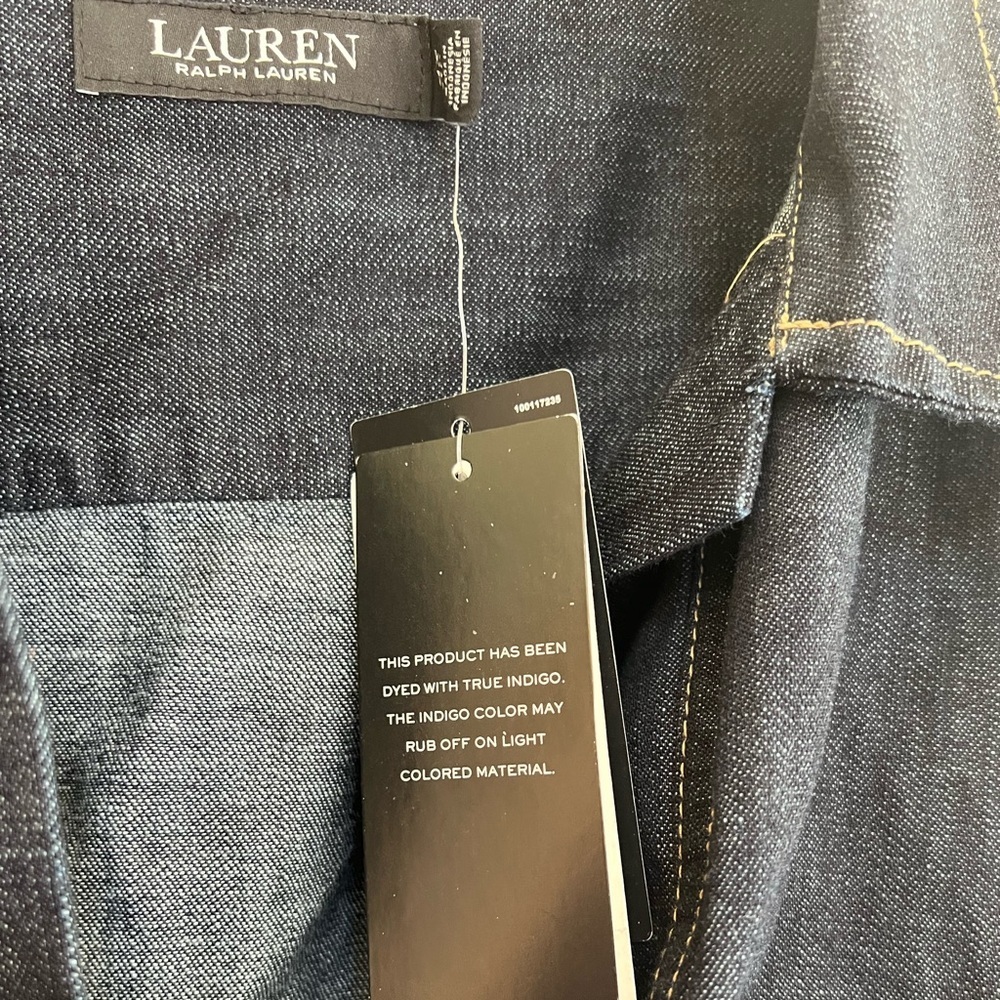 NWT Lauren Ralph Lauren Black Label Denim Shift Shirt Dress in Indigo Blue, XXL - Picture 7 of 12
